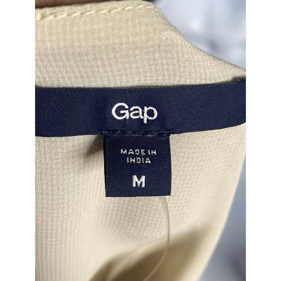 Gap Womens Top Beige Ruffle Blouse Sleeveless Shirt Sleeveless Size Medium - Picture 5 of 10